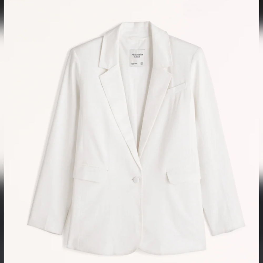 Abercrombie Oversized White Linen Blazer